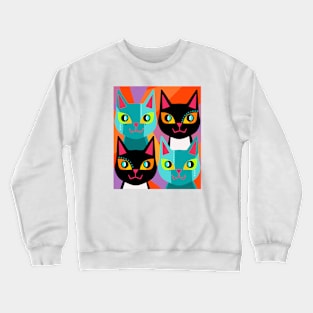 Geometric Kitty Cats Crewneck Sweatshirt